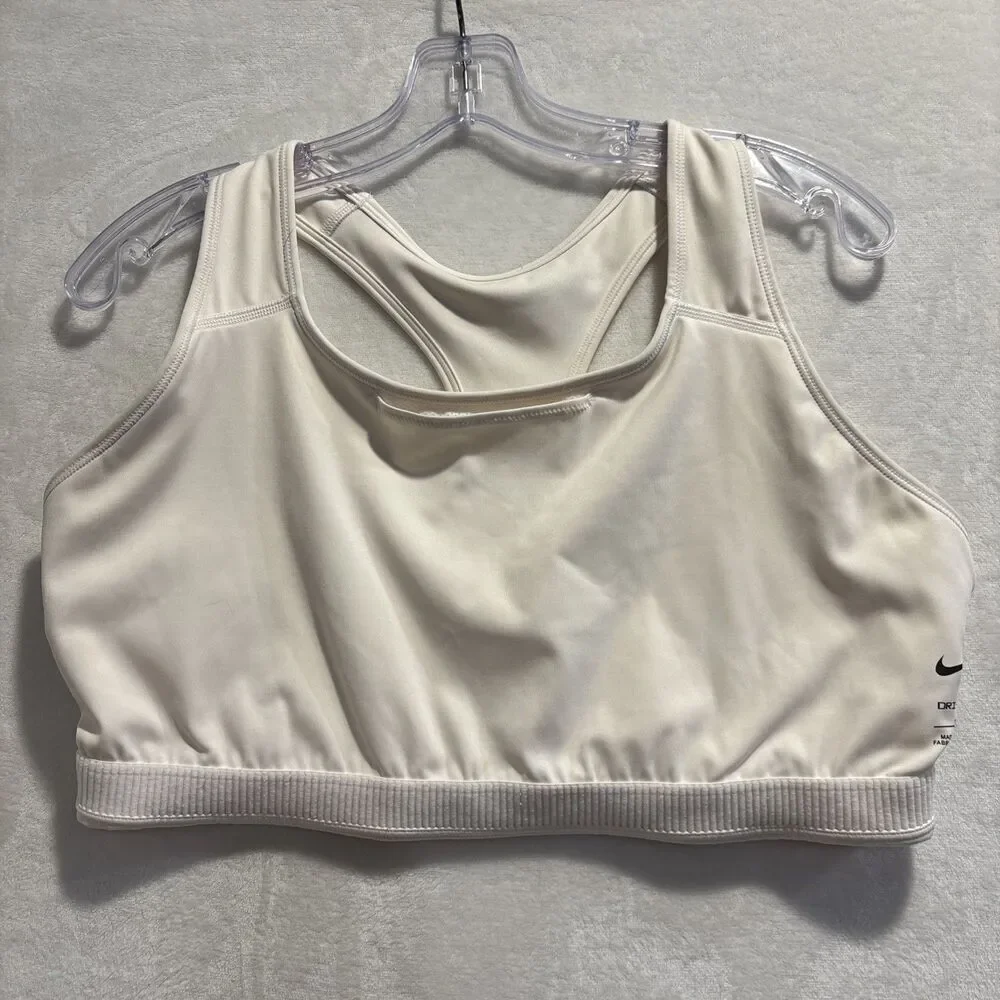 Nike Women's Swoosh Medium Support Racerback Sports Bra Plus Size 1X Ivory Cream